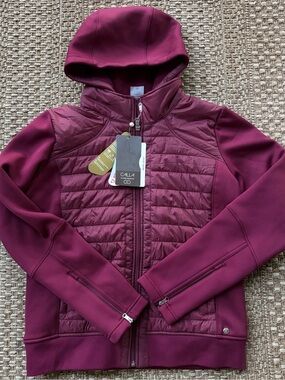 CALIA Moto Hybrid Jacket NWT Crimson Trek Burgundy Quilted Softshell Medium